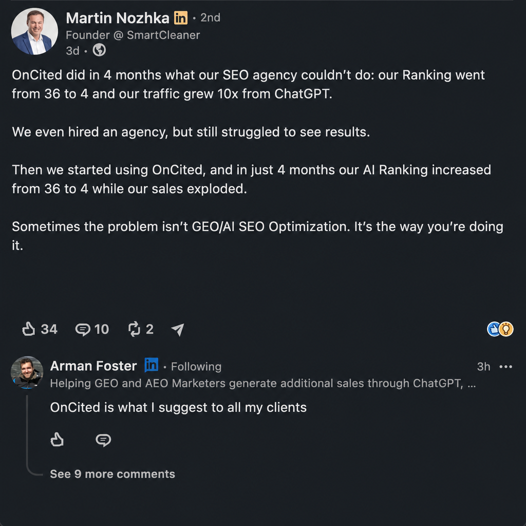 OnCited - AI SEO Facebook ad