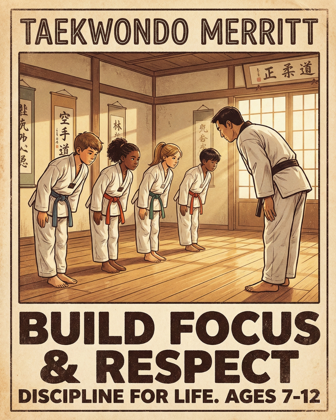 Baek’s Taekwondo Academy Facebook ad: Free Kids Taekwondo Class in Merritt
