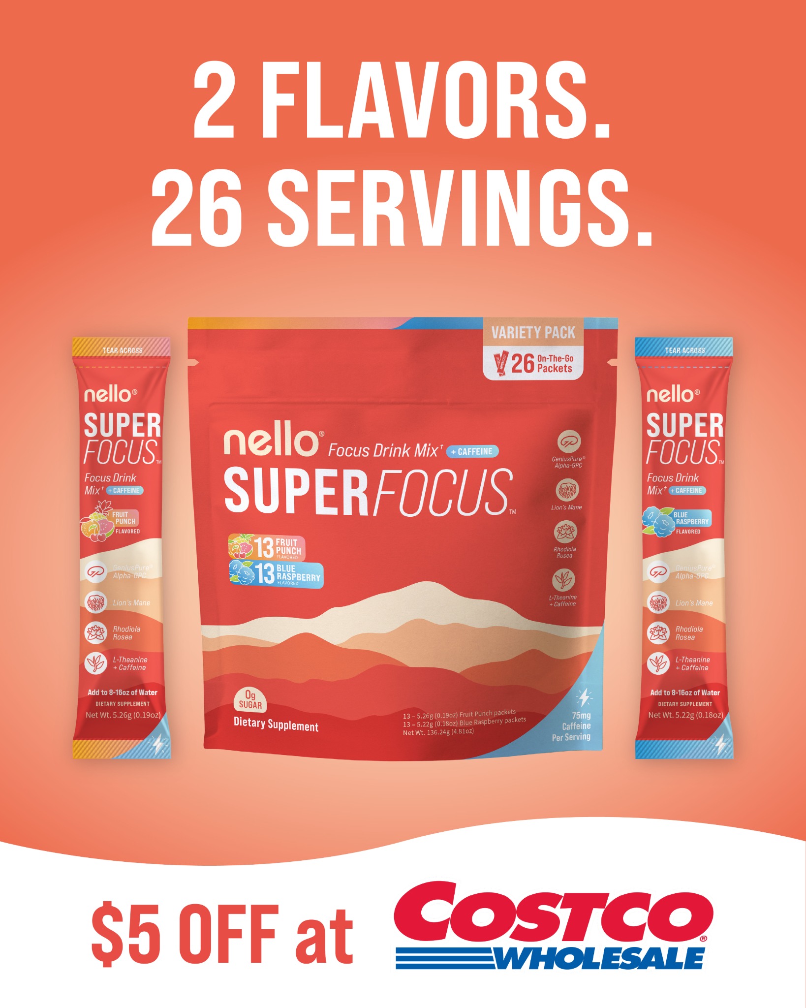 Nello Facebook ad: Get $5 Off Nello Supercalm or Superfocus at Costco