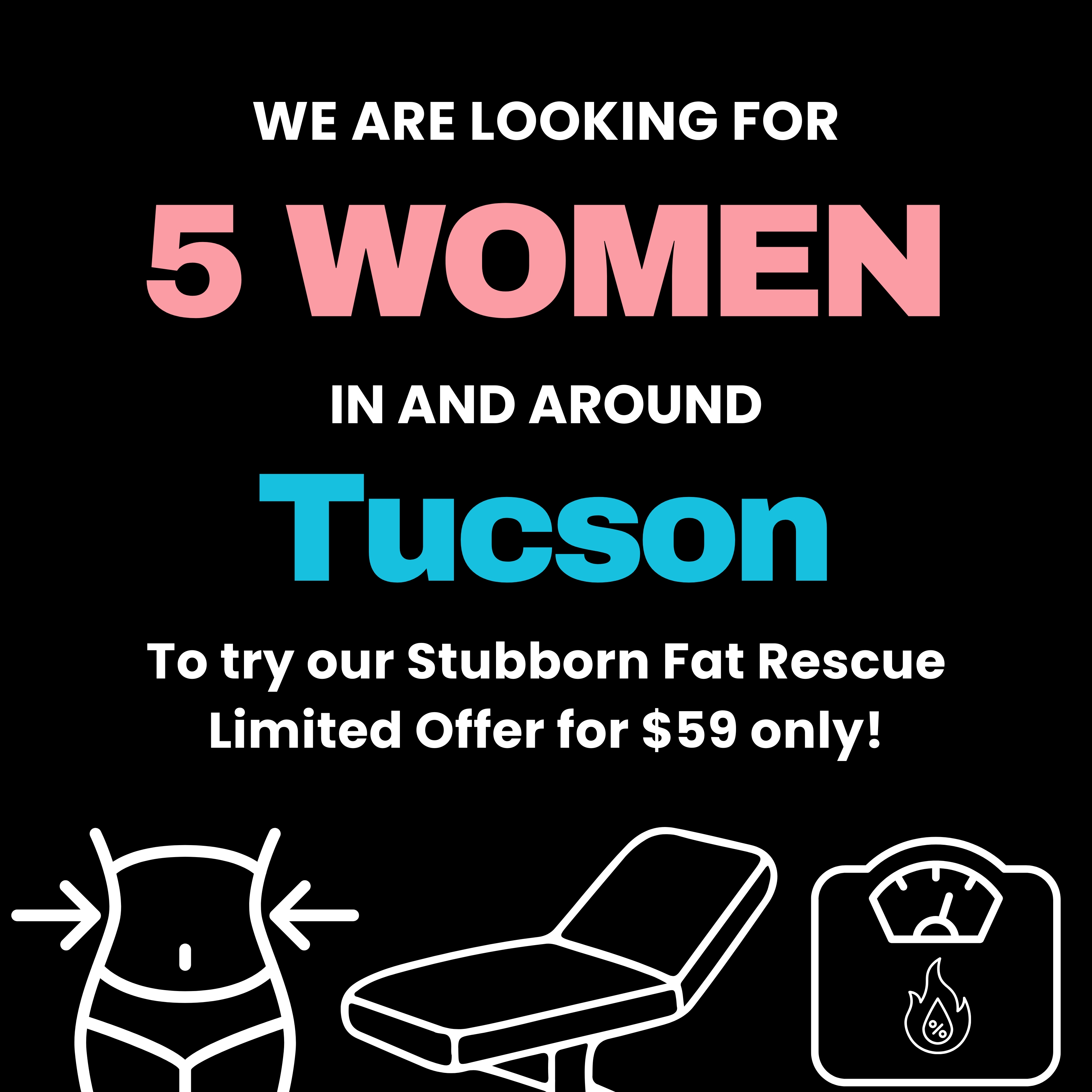 Desert Rose Med Spa Facebook ad: Stubborn Fat Rescue, Now Only $59!