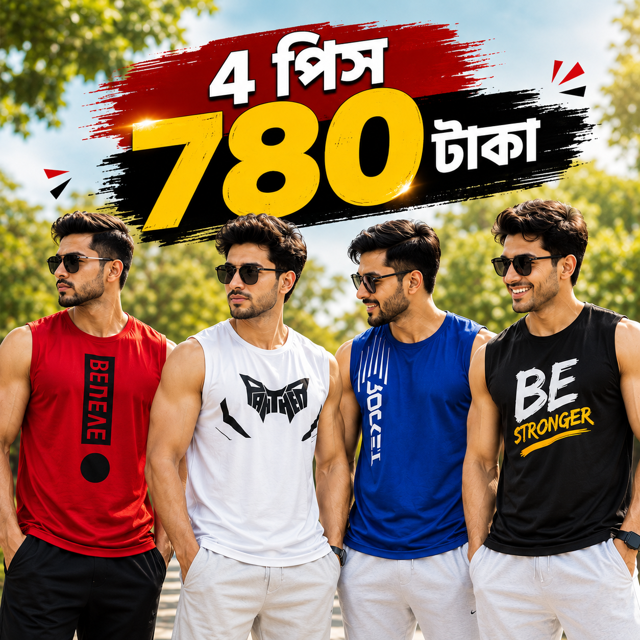 Branzzo Facebook ad: স্টক সীমিত, ৪ পিস ট্যাংকটপ ৭৮০ টাকায়