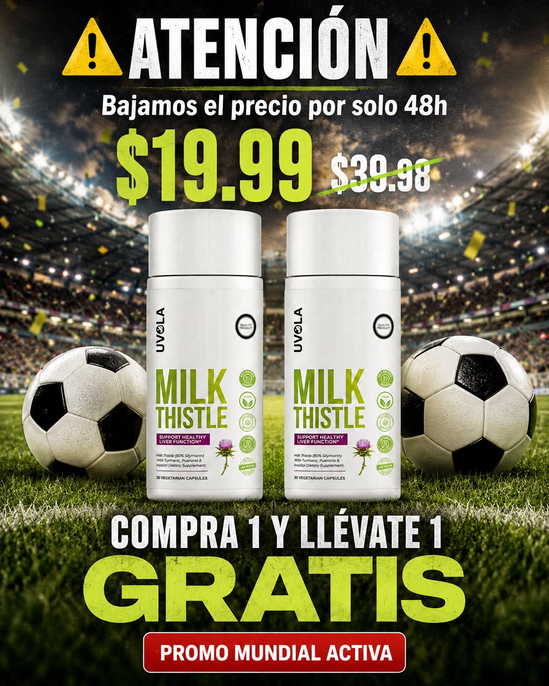 Uvola Supplements Facebook ad: Despierta el verdadero potencial de tu cuerpo