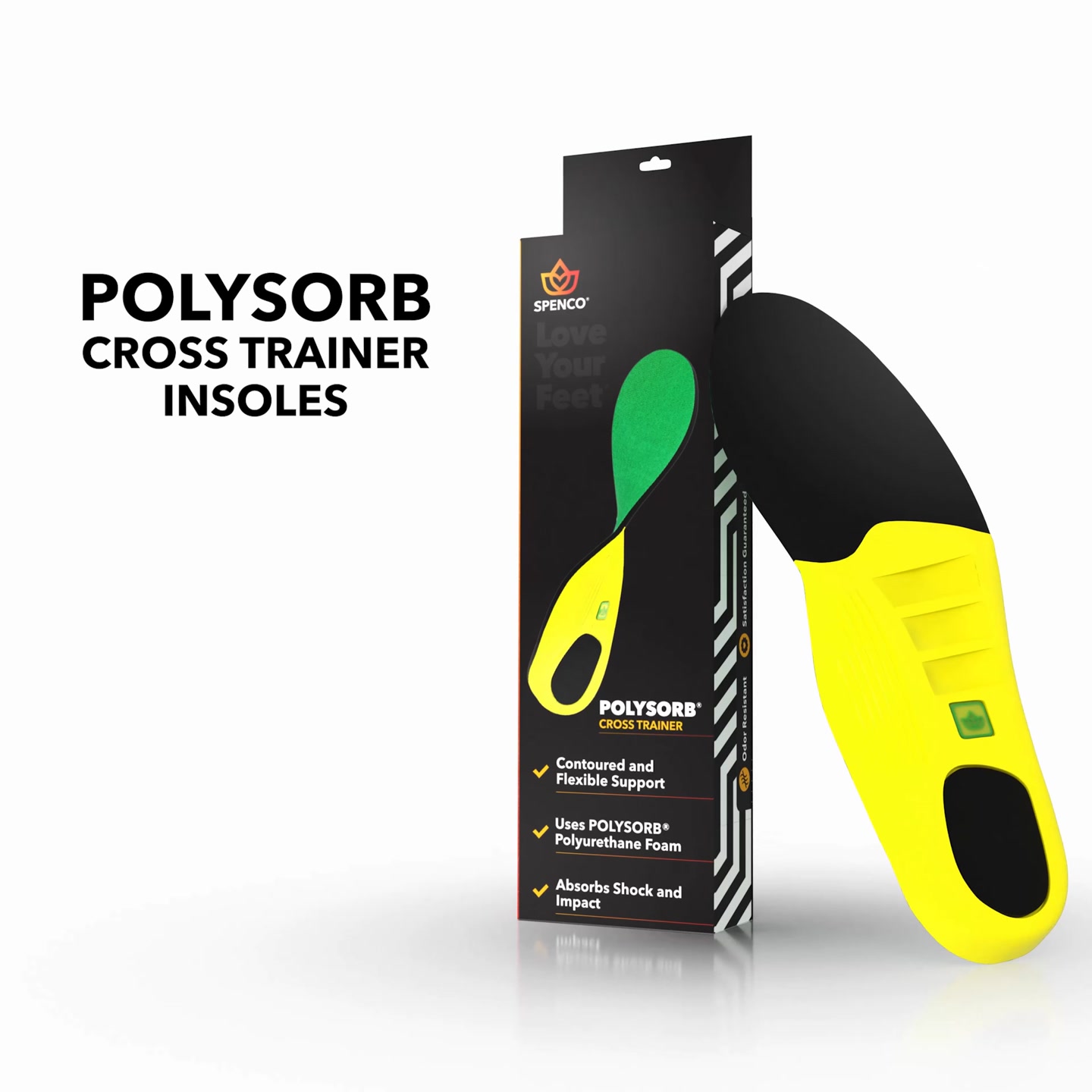 Spenco a foot health products for reducing pain and increase mobility Facebook ad: Meet The New Polysorb Cross Trainer Insole