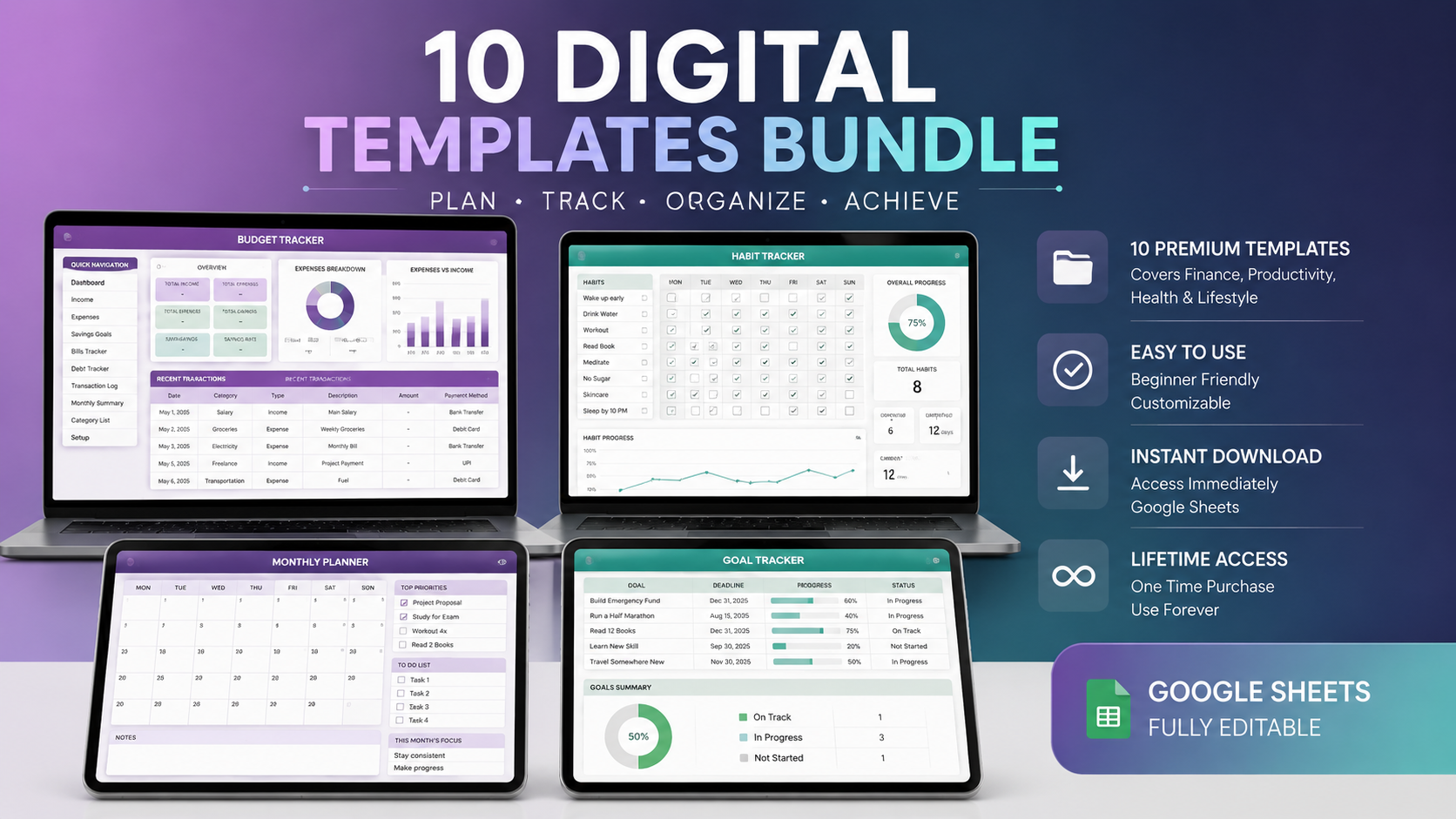 Ocquralovedove Facebook ad: 10 Digital Templates Bundle