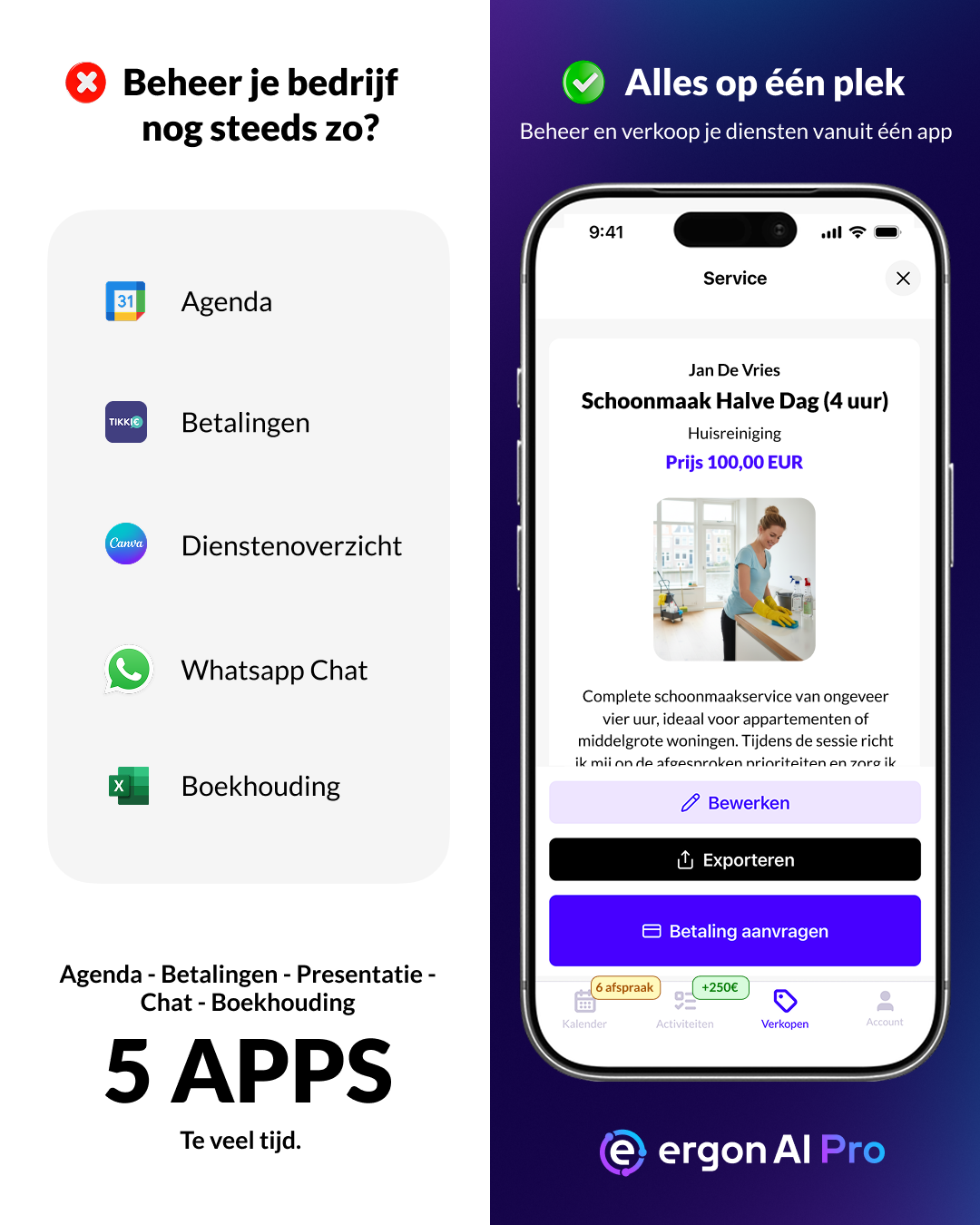 Ergon AI Pro Facebook ad: Regel je afspraken en diensten