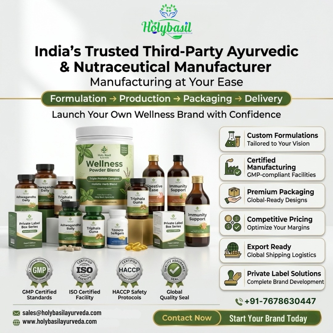 Holybasil Ayurveda Products Private Limited Facebook ad: LAUNCH YOUR OWN AYURVEDIC BRAND IN JUST 7…
