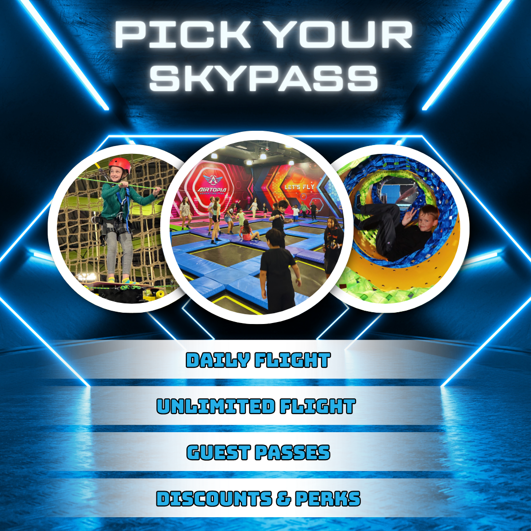 Airtopia Adventure Park - Hemet Facebook ad: Pay once, fly 2 hours or unlimited.