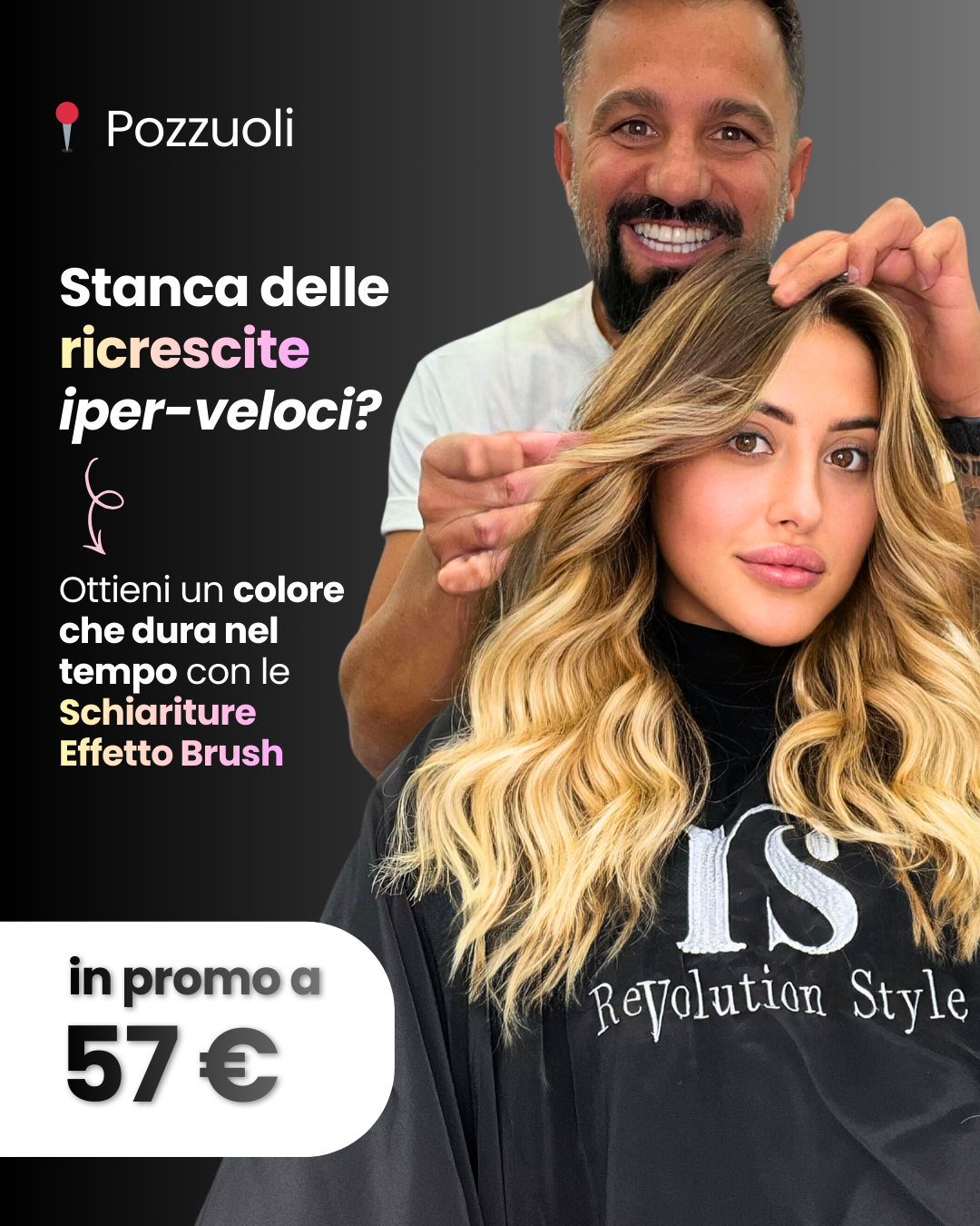 Revolution Style Facebook ad: Capelli naturalmente luminosi con l’Effetto Brush