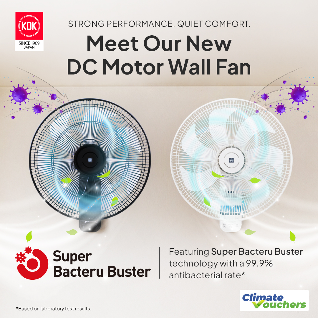 KDK Singapore Facebook ad: The FIRST-EVER KDK DC MOTOR WALL FAN, JV40S…