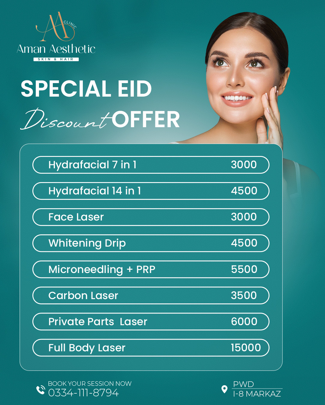 Aman Aesthetic Clinic Facebook ad: Chat with us