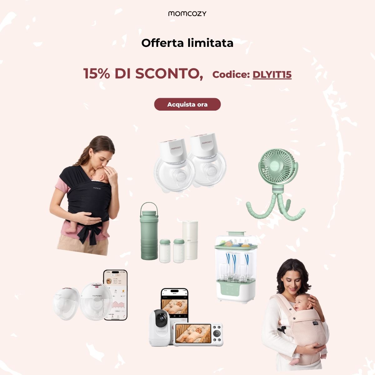 Momcozyit Facebook ad: 15% DI SCONTO, codice: DLYIT15