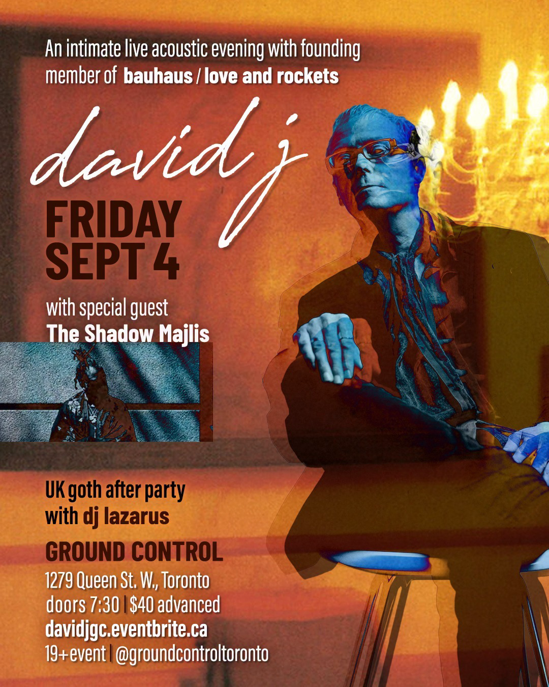 DJ Lazarus Facebook ad: DAVID J (of Bauhaus/Love & Rockets) (Live) + The Shadow…