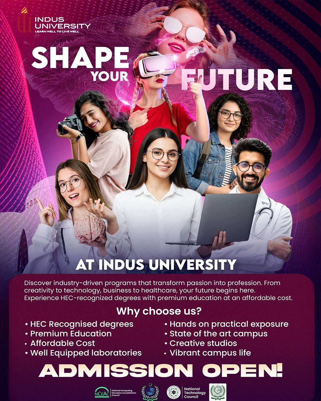 Indus University Facebook ad: Your future deserves more than just a degree.