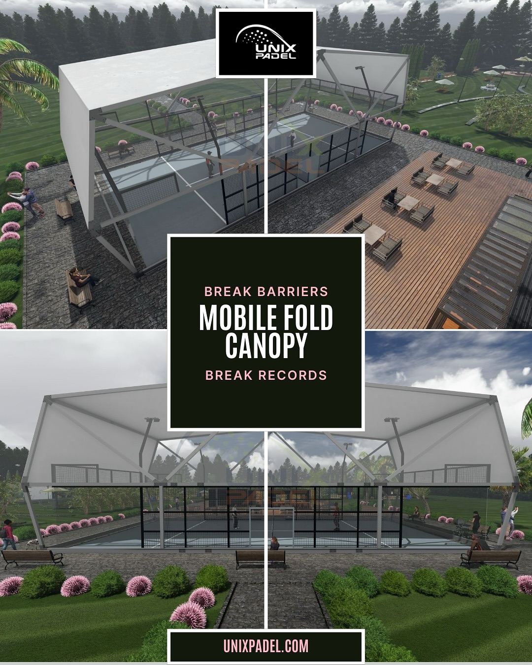 Unixpadel Facebook ad: Experience uninterrupted padel with the MobilFOLD X-TEND by…