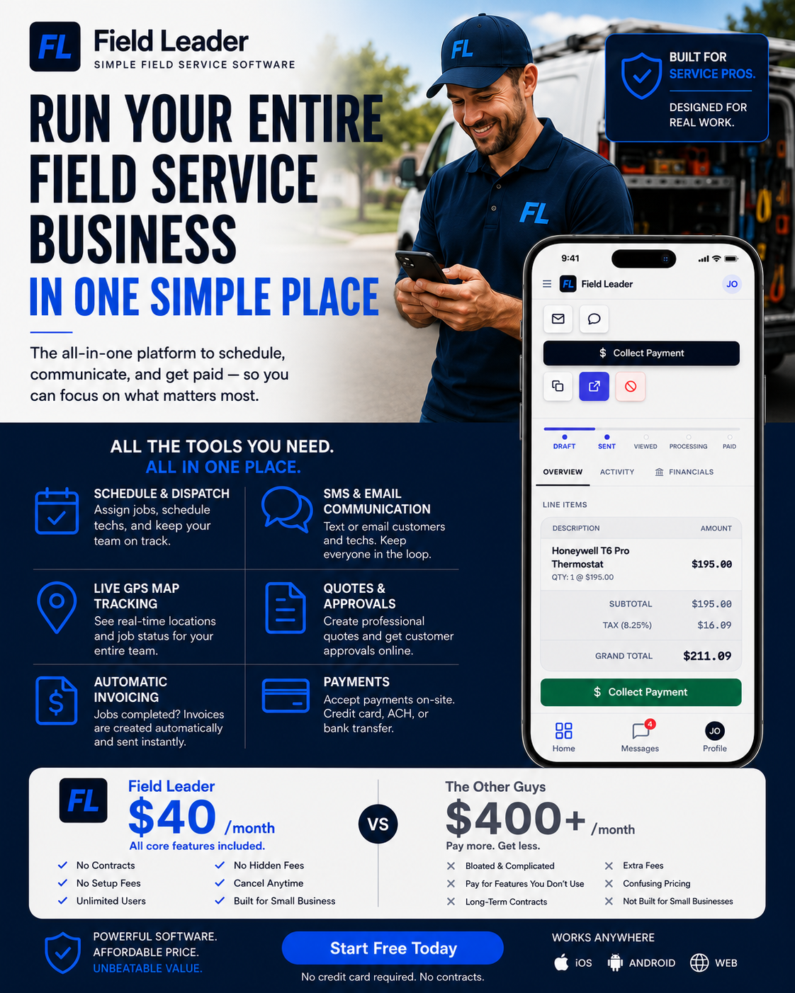Field Leader Facebook ad: Built for Solo Service Pros