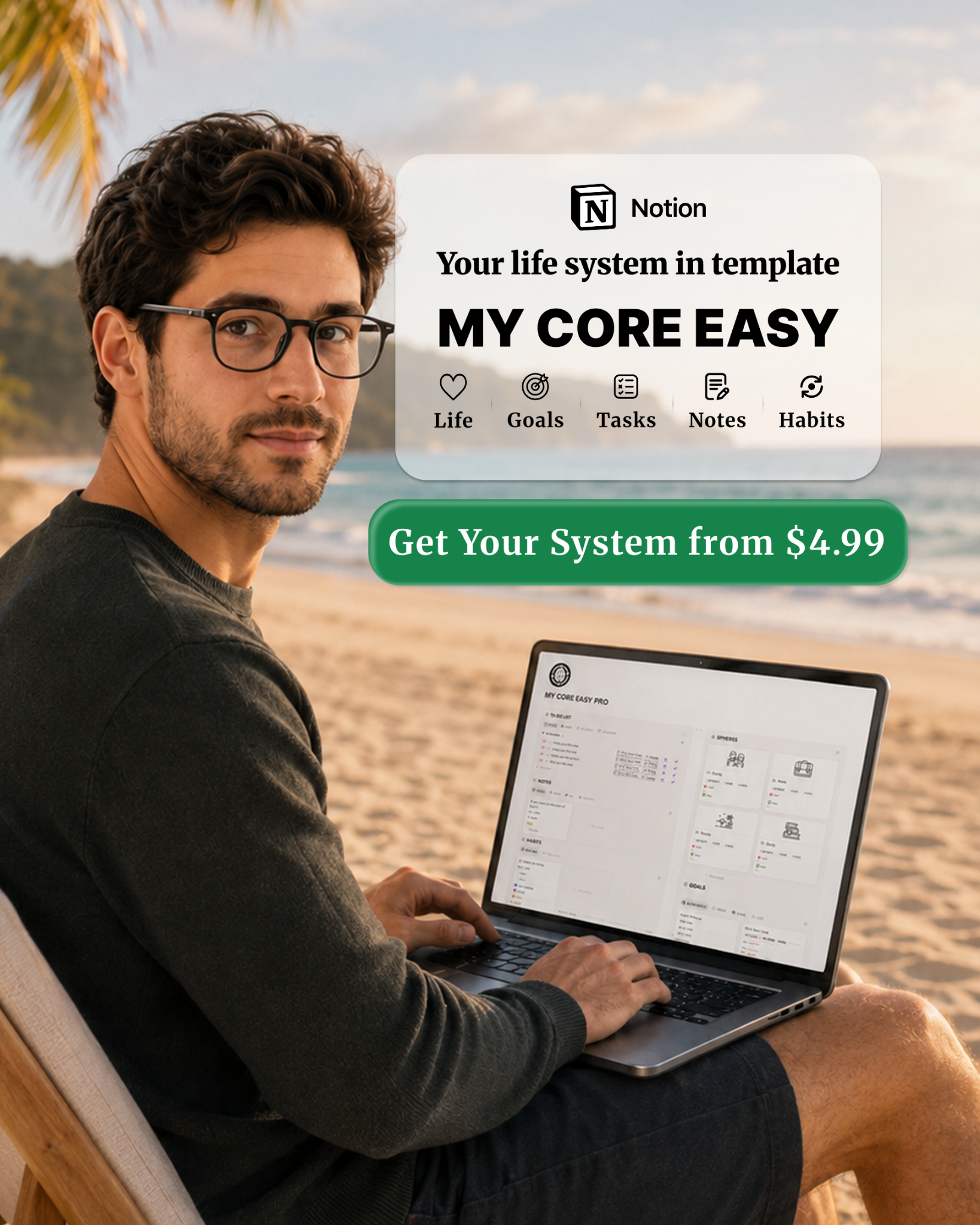 My Core - Notion Templates Facebook ad: My Core Easy Notion Template - Get Your Life System from…