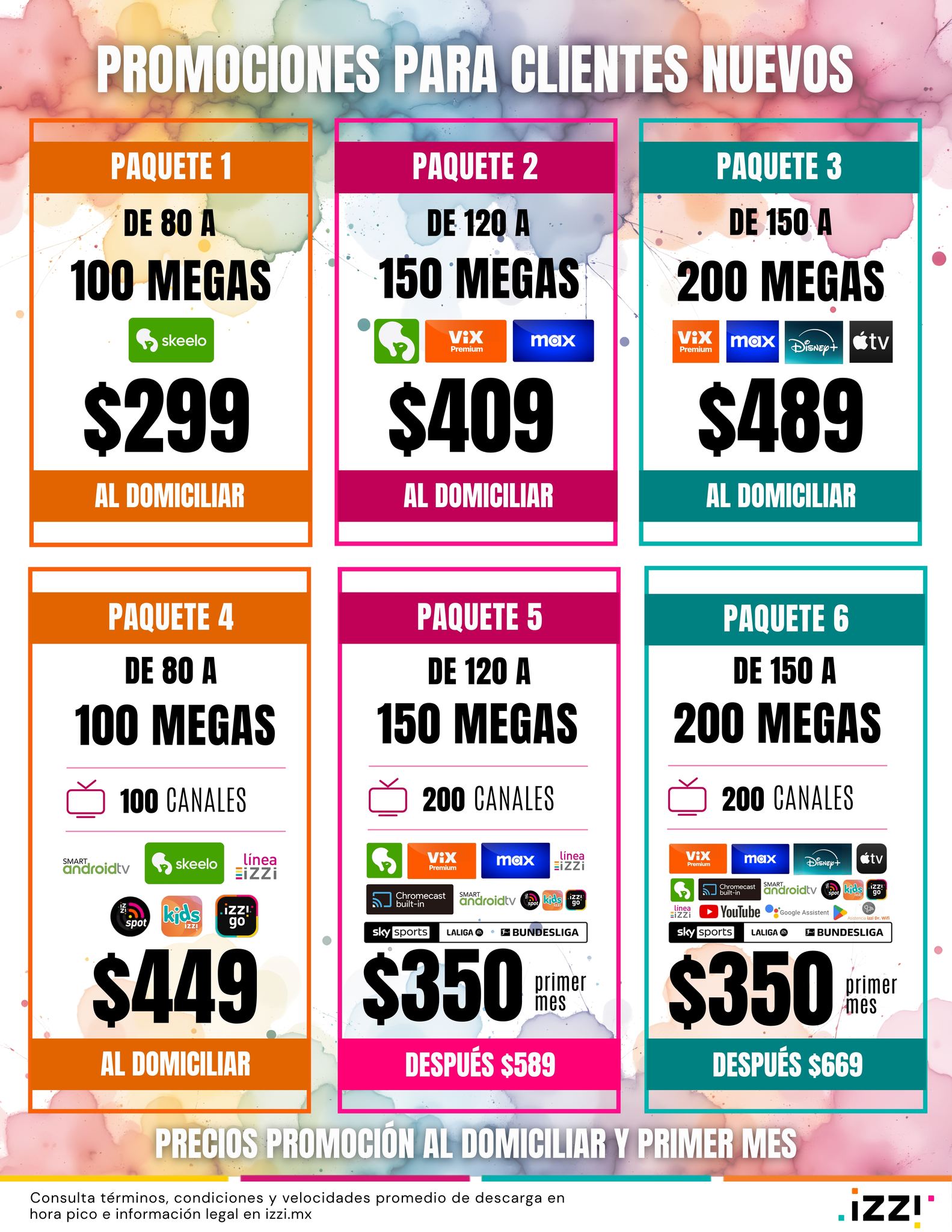 Izzi Promociones Oficiales Facebook ad: ¡Internet rápido desde solo $299 al mes!