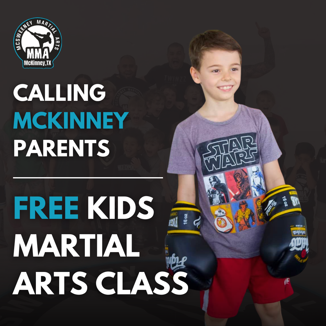 Mcsweeney Martial Arts Plano Texas Facebook ad: Kids Martial Arts (Ages 4+) | Free Trial Pass
