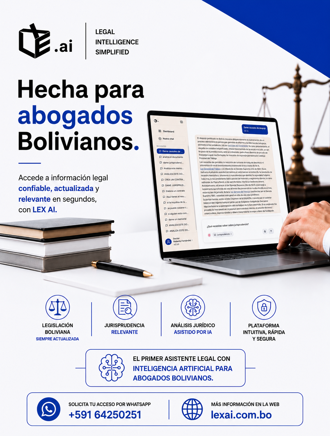 Lex AI Facebook ad: Lex AI - Inteligencia Artificial para abogados Bolivianos