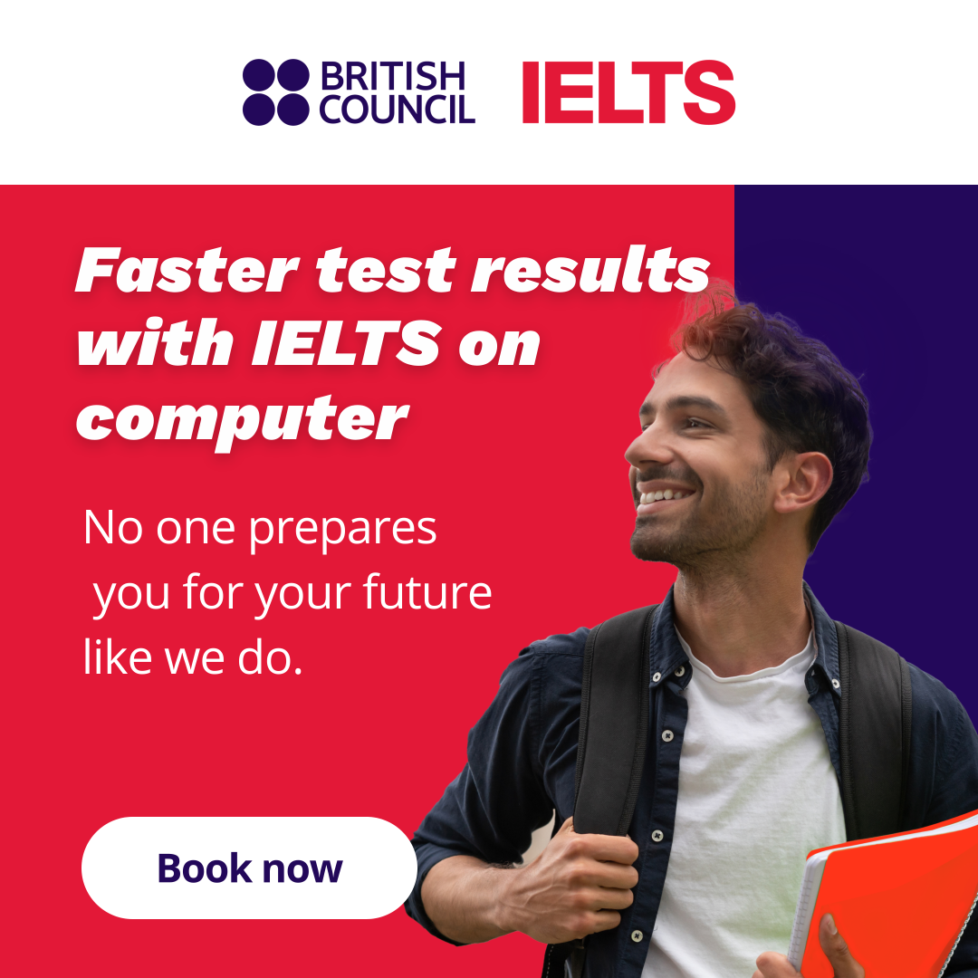 British Council Morocco Facebook ad: Get Your IELTS results quickly and reliably