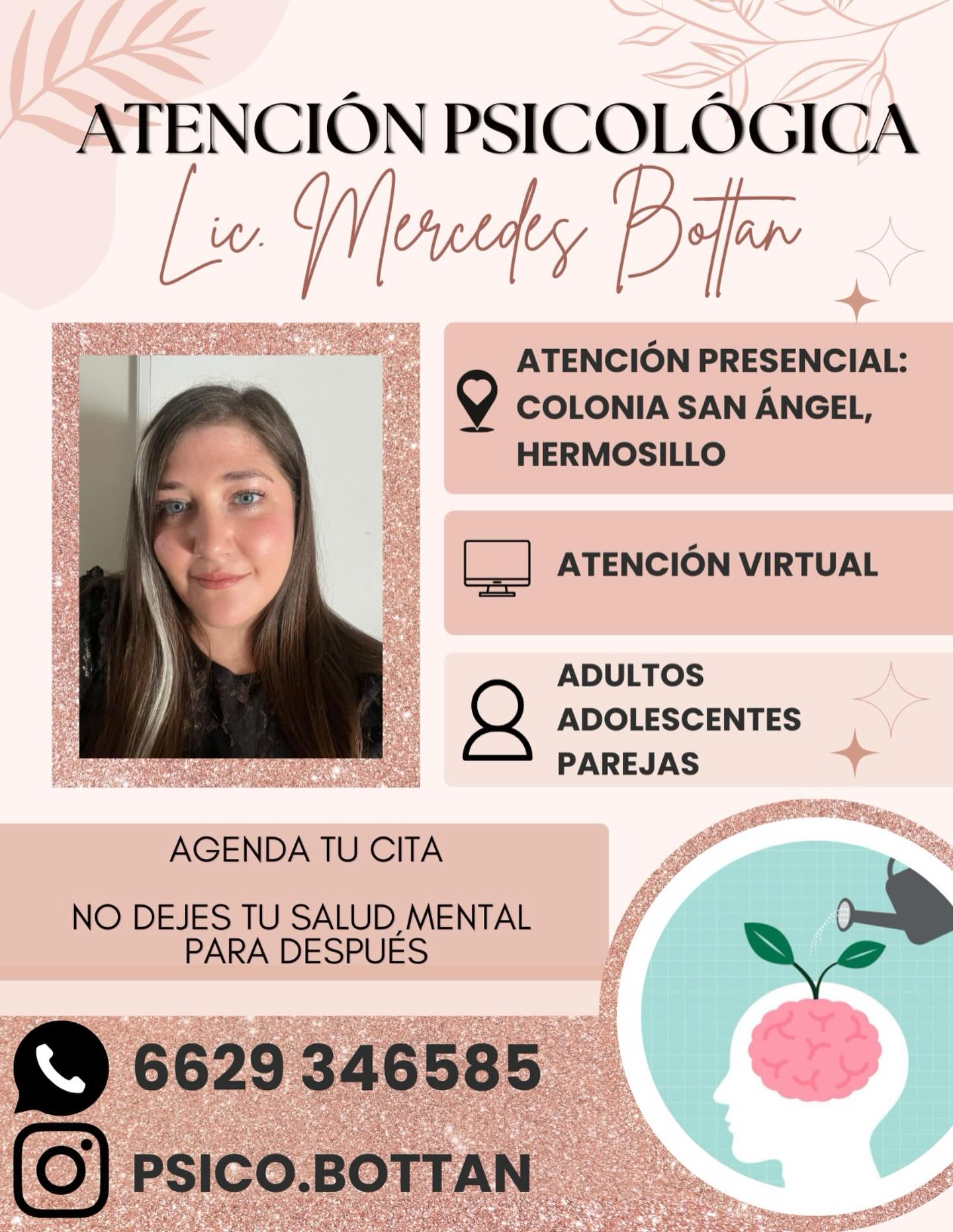 Psicóloga Mercedes Bottan Facebook ad: Tu bienestar emocional importa.