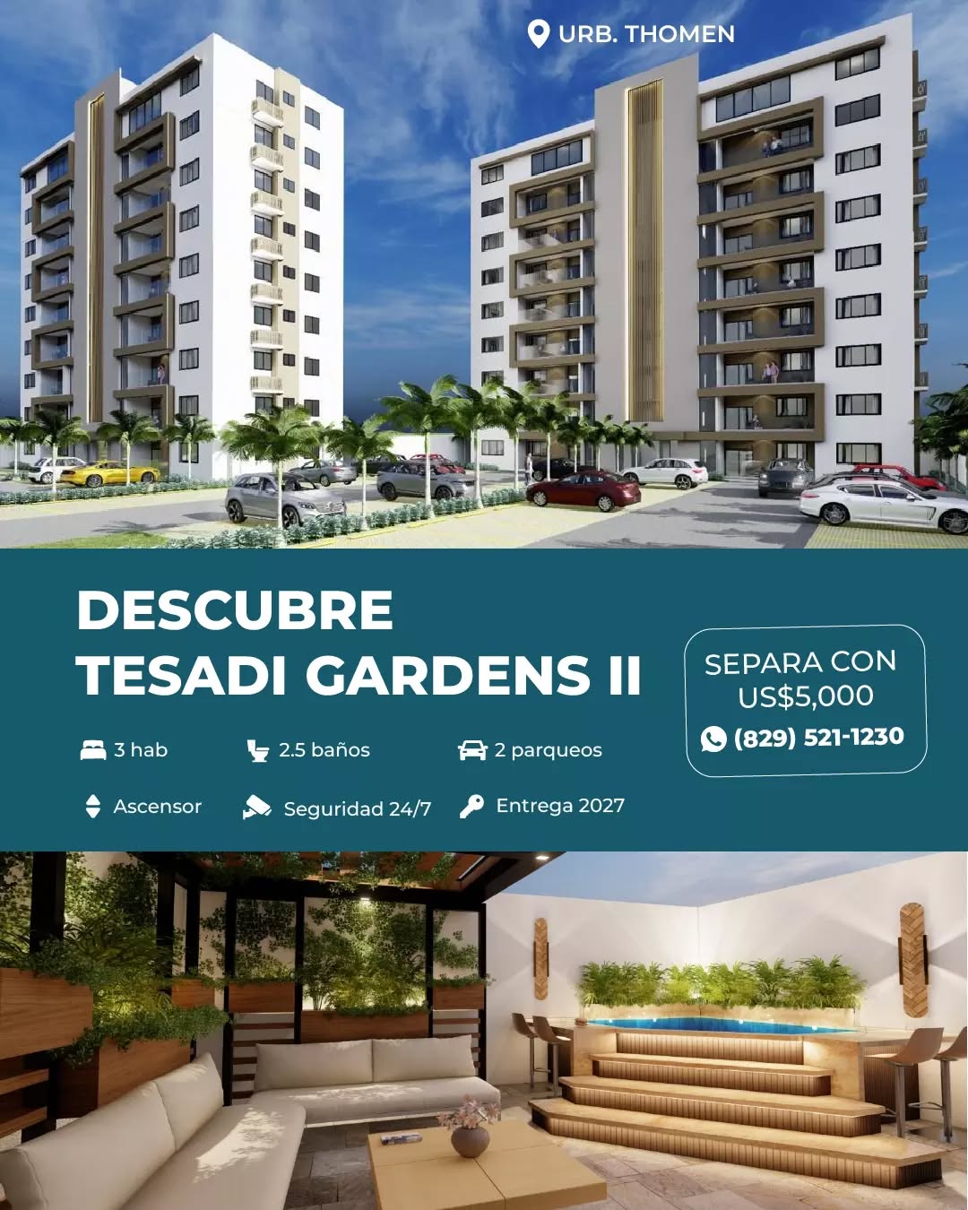 Constructora Tesadi Facebook ad: Tesadi Gardens: donde tu inversión crece.