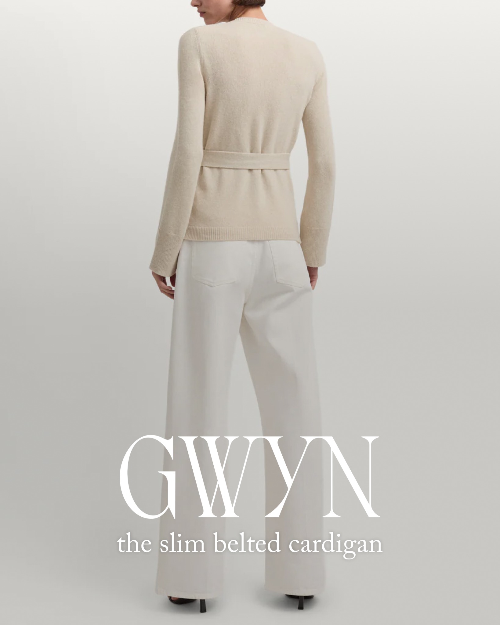 goop Facebook ad: the slim belted cardigan by gwyn