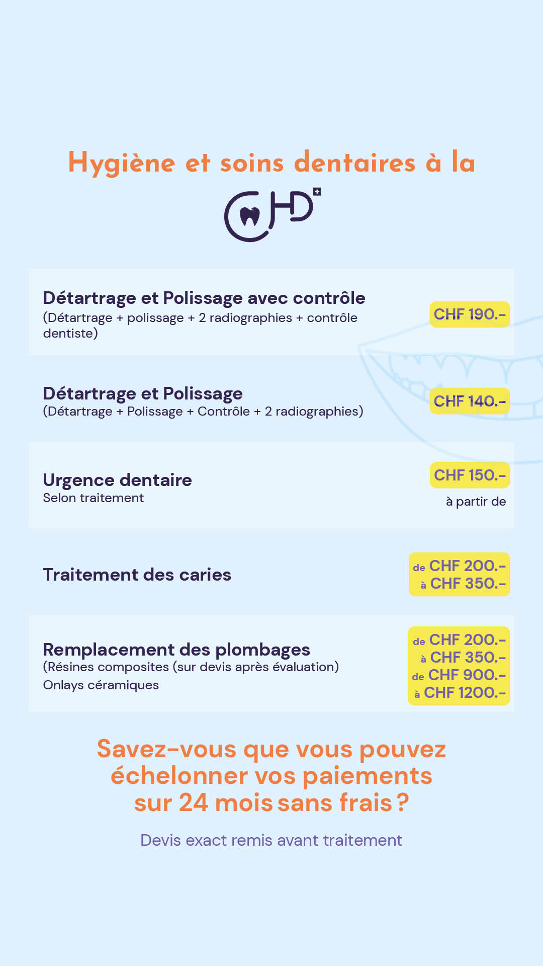 CHD Clinique d'Hygiène Dentaire Facebook ad from Oct 8, 2025