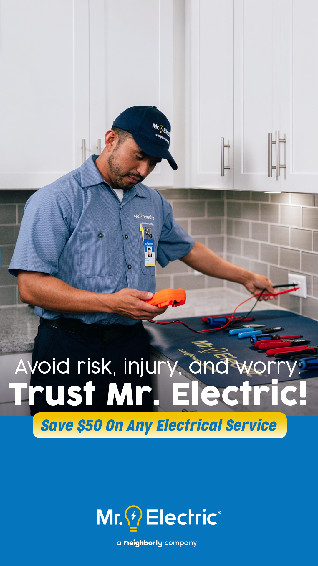 Mr. Electric of Macomb & Oakland Counties Facebook ad: Get $50 OFF Any Service