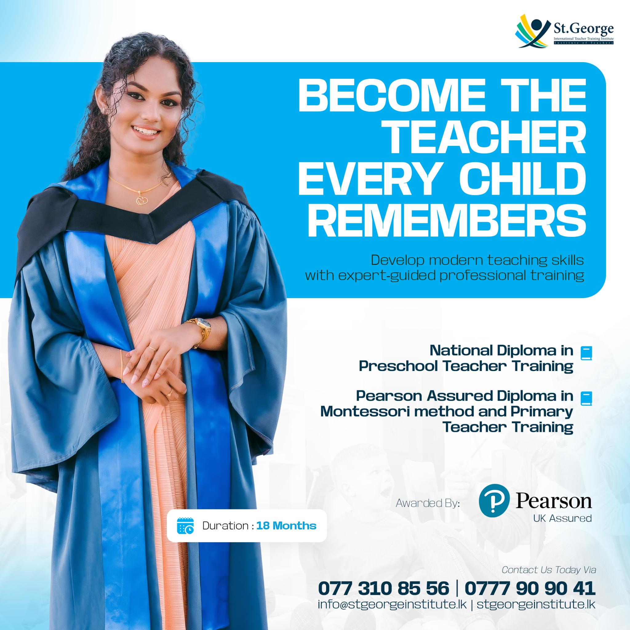 St.George International Teacher Training Institute Facebook ad: Hurry! Last Few seats avaialble.
