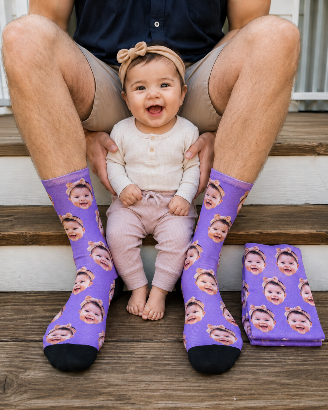 Sockchen.de Facebook ad: Personalisierte Socken, jedes Gesicht auf Socken!