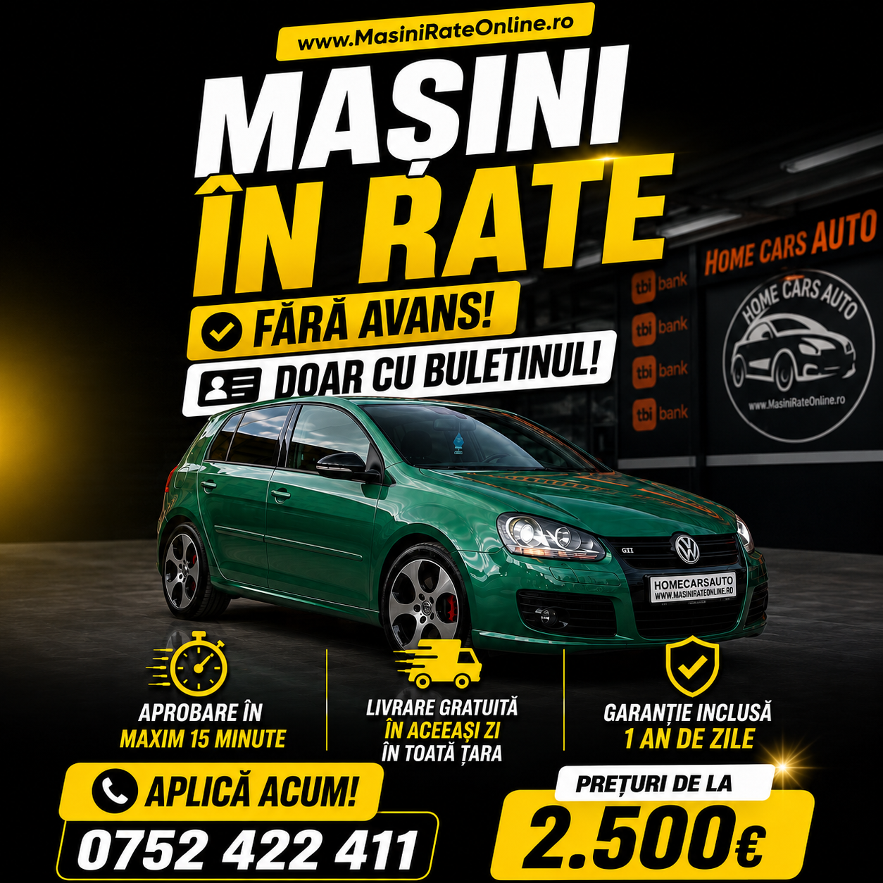 Home Cars Auto - Mașini în Rate Facebook ad from May 15, 2026