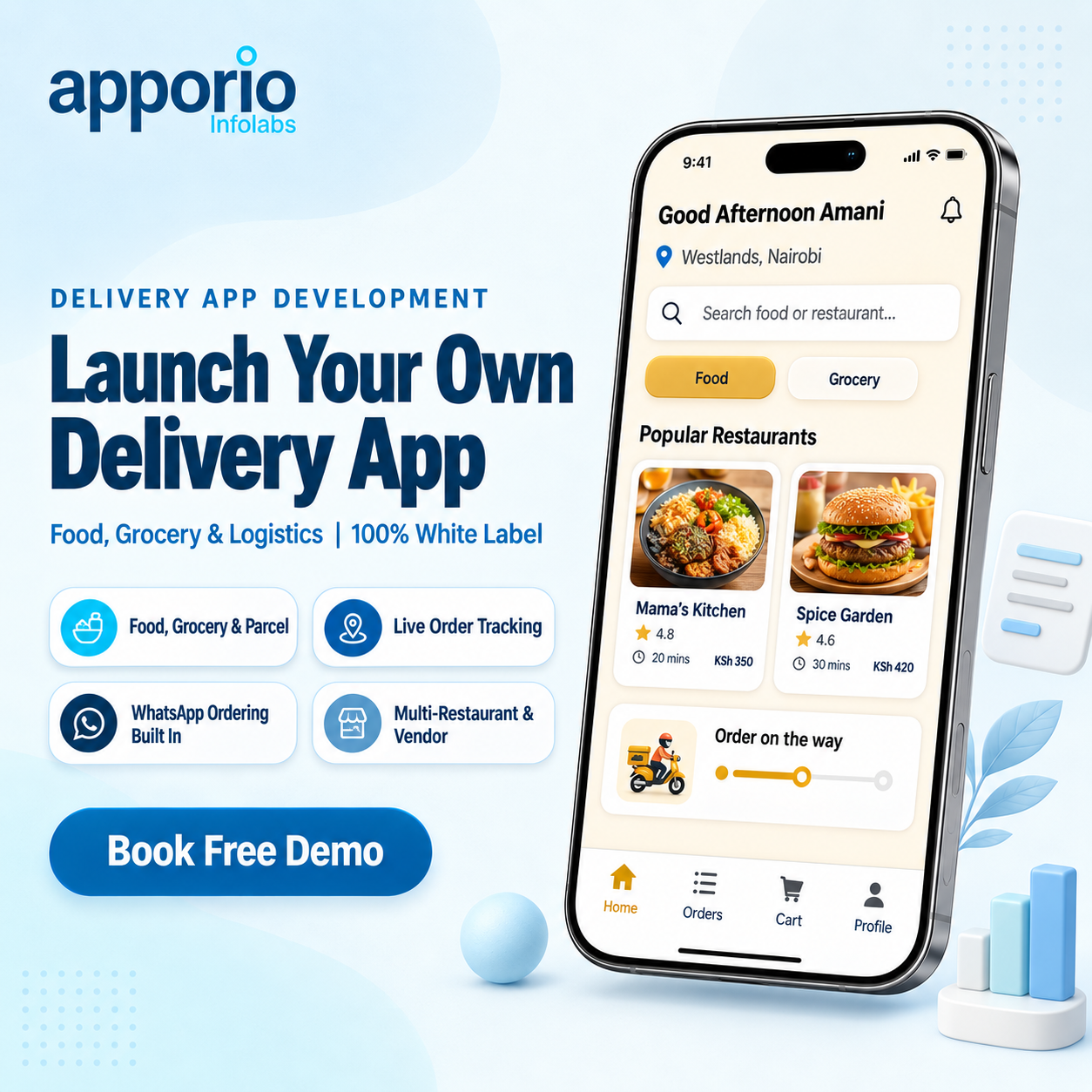 Apporio Infolabs Facebook ad: Launch Your Own Delivery App, Food, Grocery & Parcel