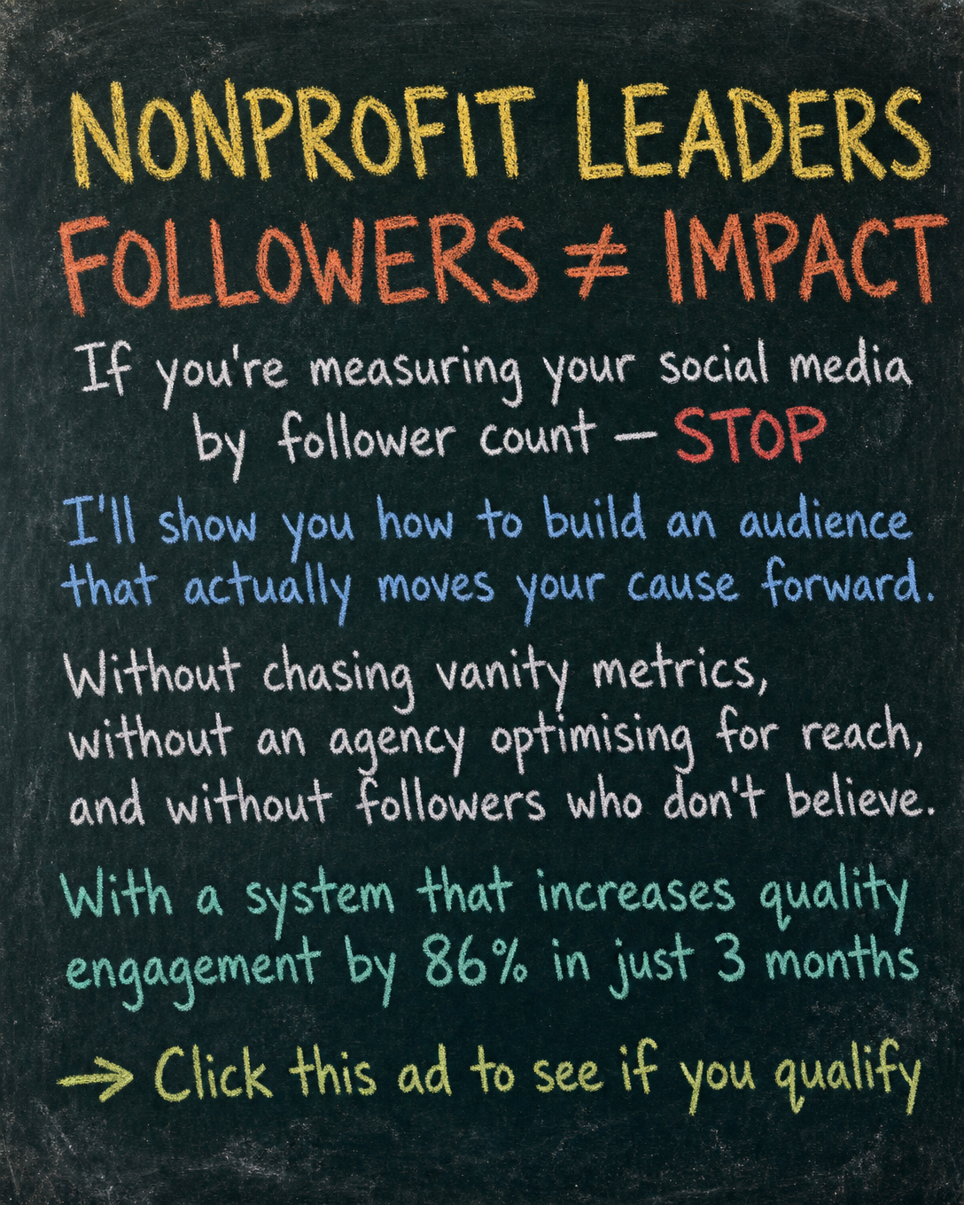 Wise Digital Strategies Facebook ad: Grow Your Cause's Audience by 50-86% in 3 Months