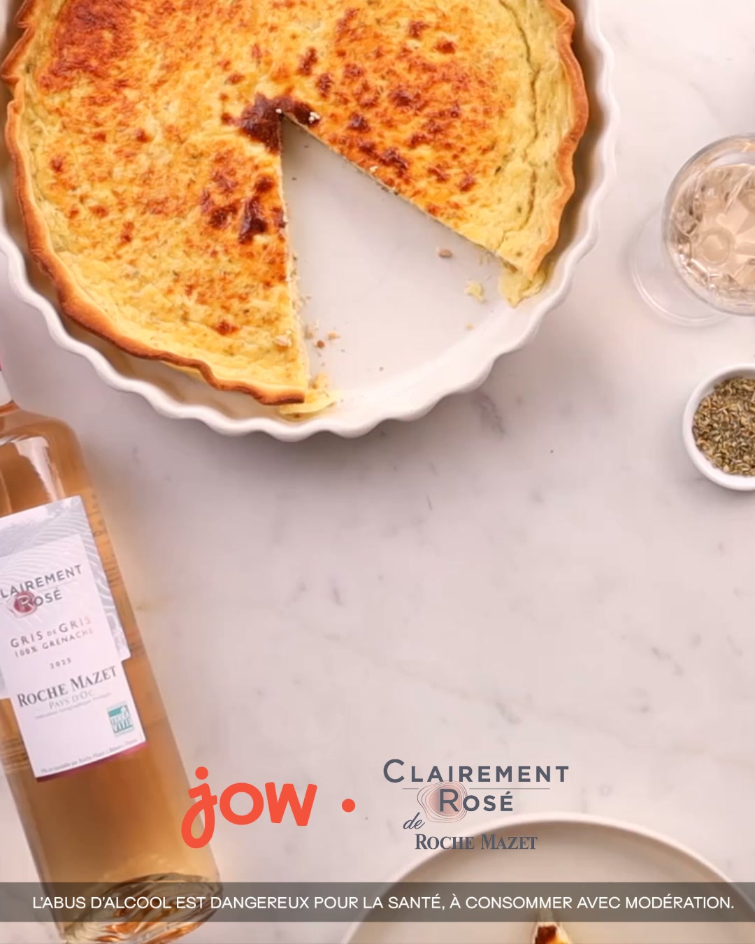Jow Facebook ad: La recette de la Quiche au thon, ricotta & citron