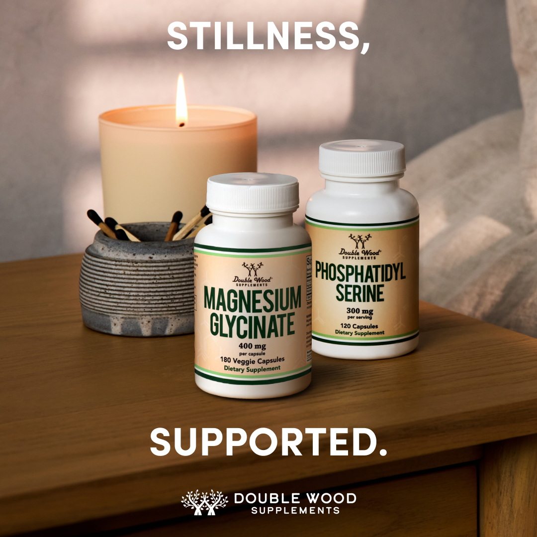 Double Wood Supplements Facebook ad: Still activated at the end of the day? There's a routine…