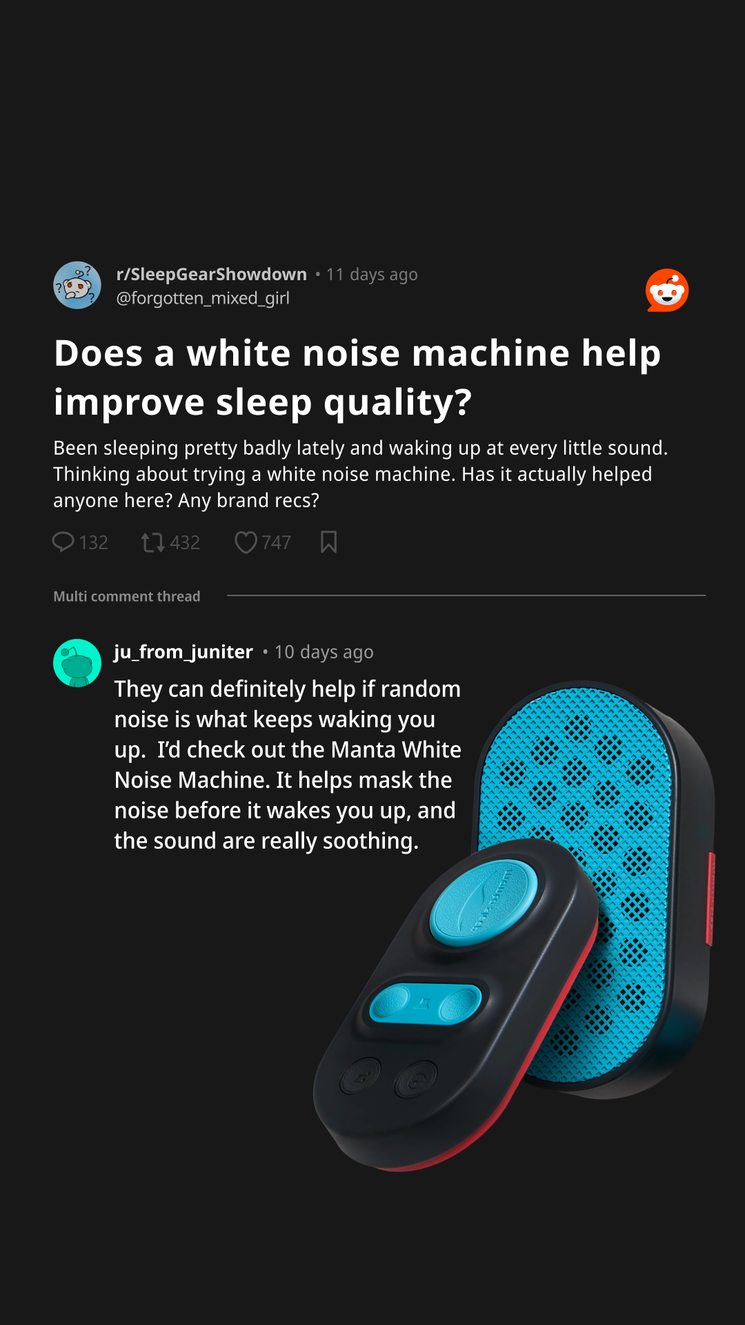 Manta Sleep Facebook ad