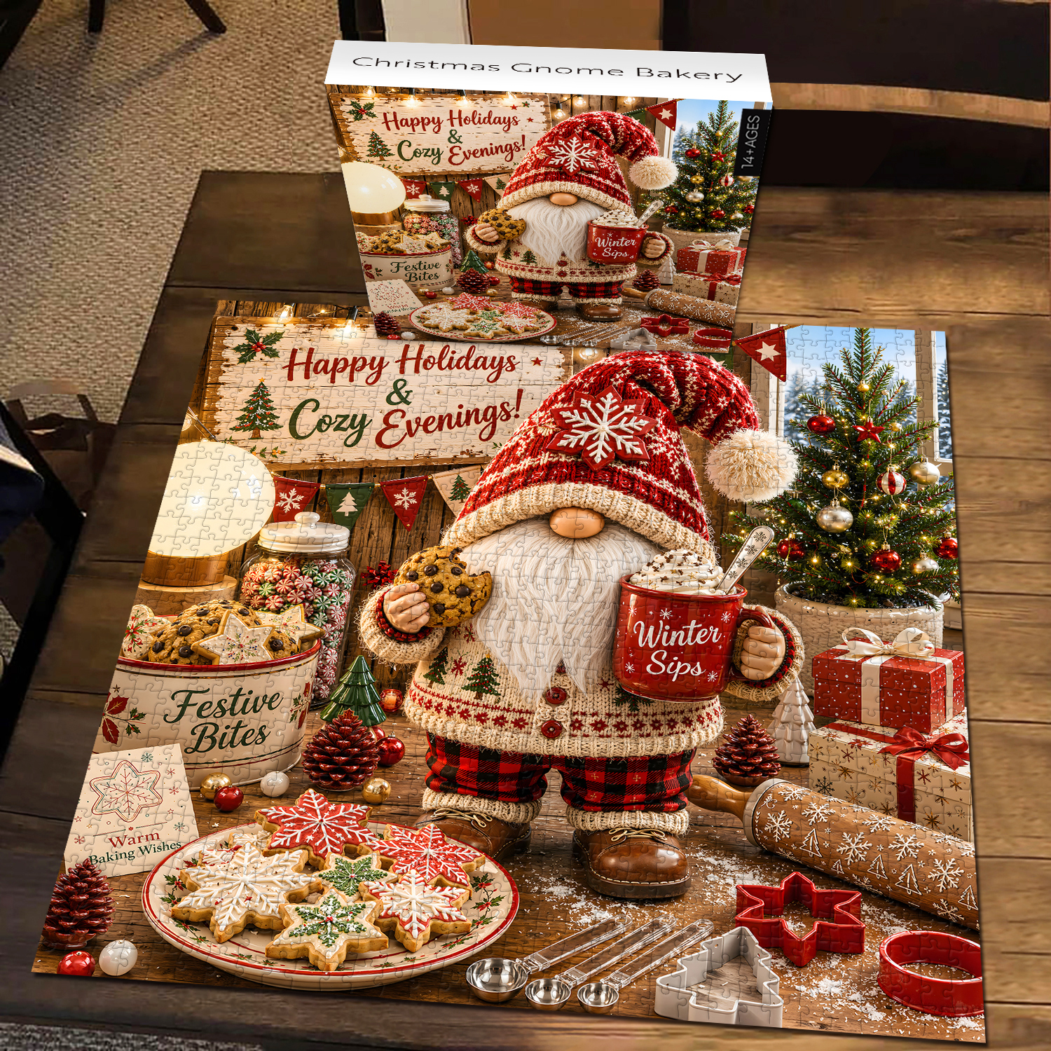 Fun-Puzzle Facebook ad: Christmas Gnome Bakery Jigsaw Puzzle 1000 Pieces