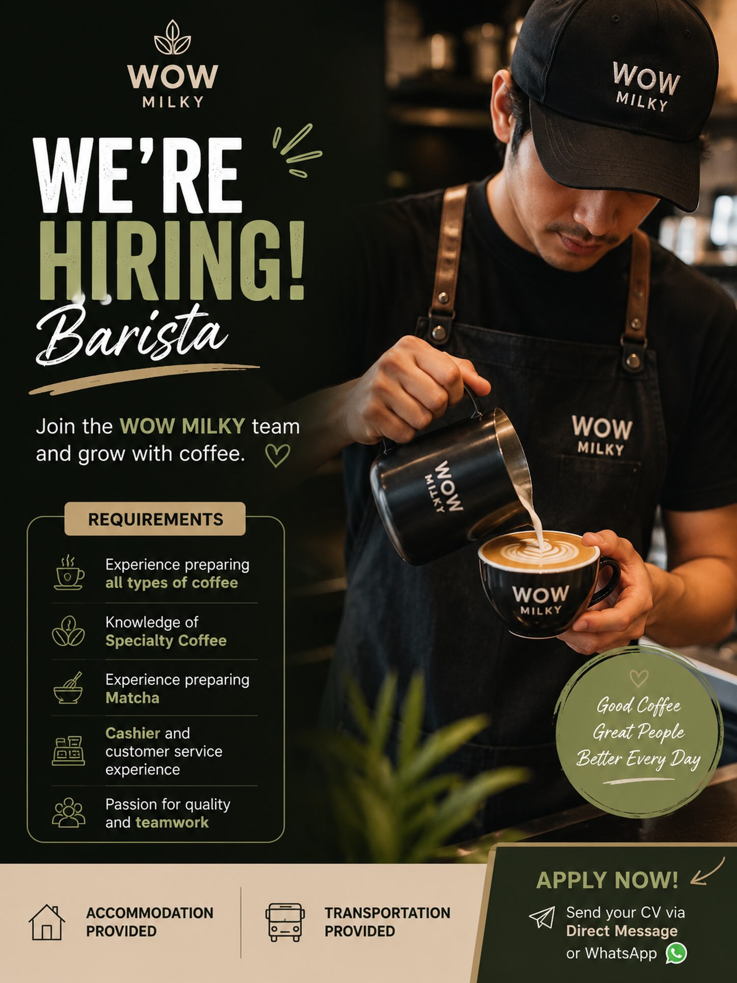 jobs_kuwait360 Facebook ad: WE’RE HIRING, BARISTA