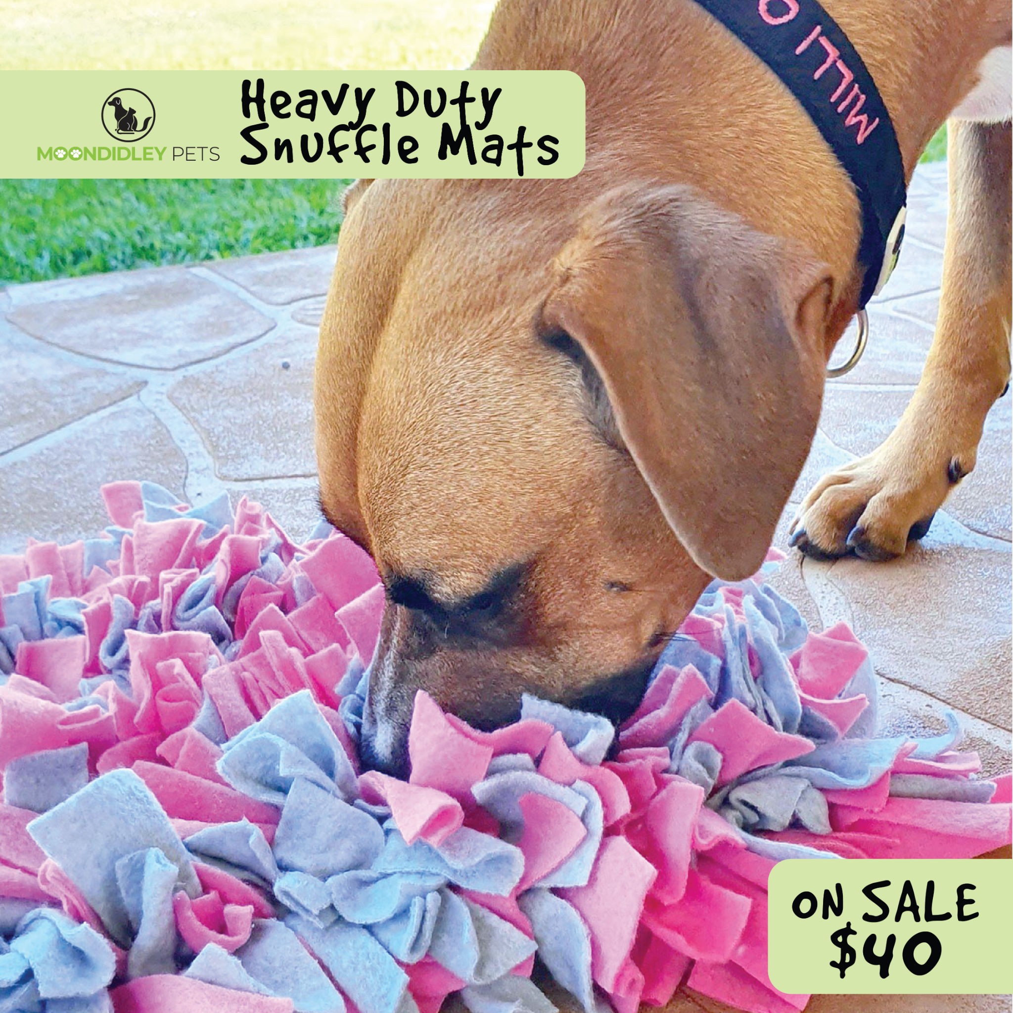 Moondidley Pets Facebook ad: Heavy Duty Snuffle Mats