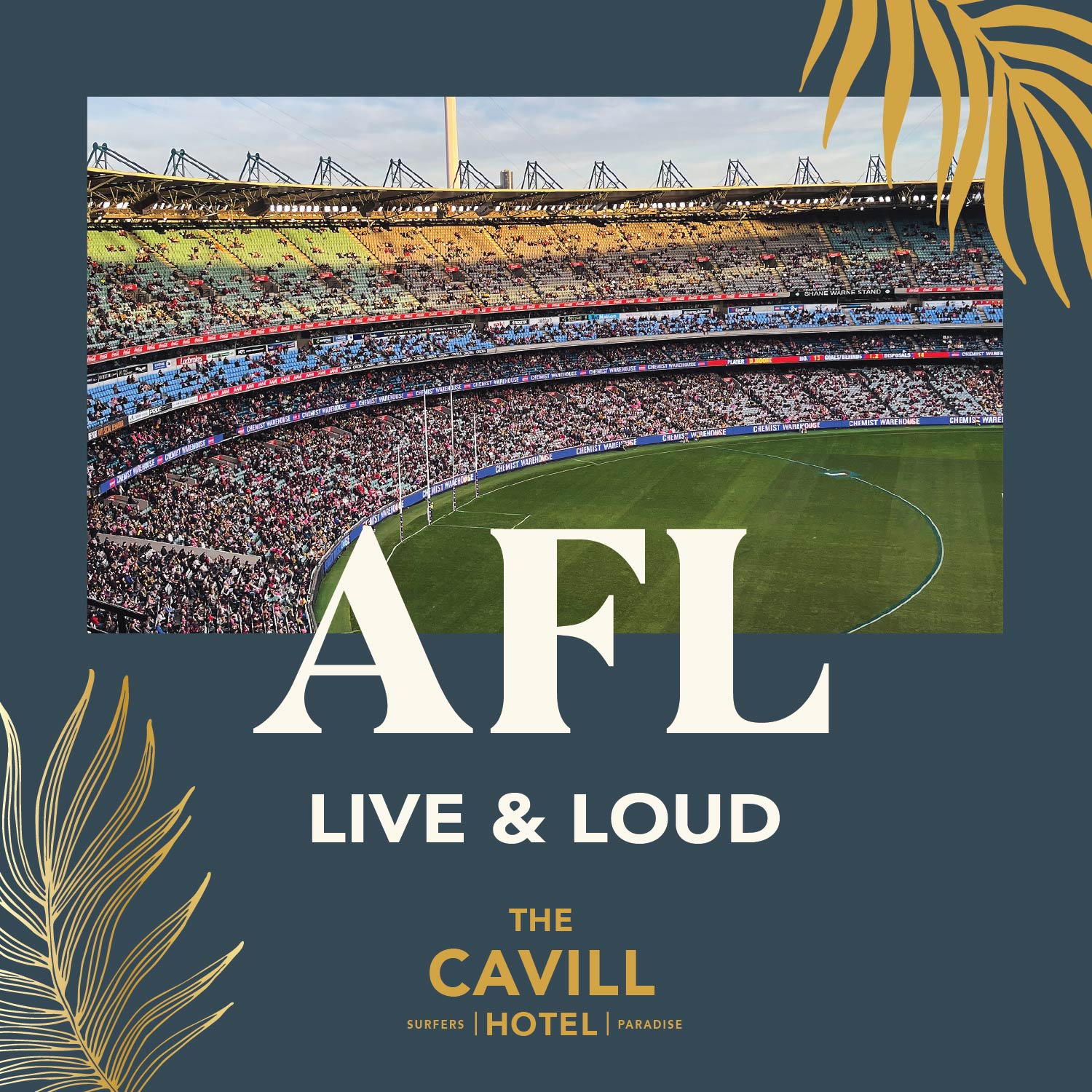 The Cavill Hotel Facebook ad: Catch every big moment live at Cavill Hotel.
