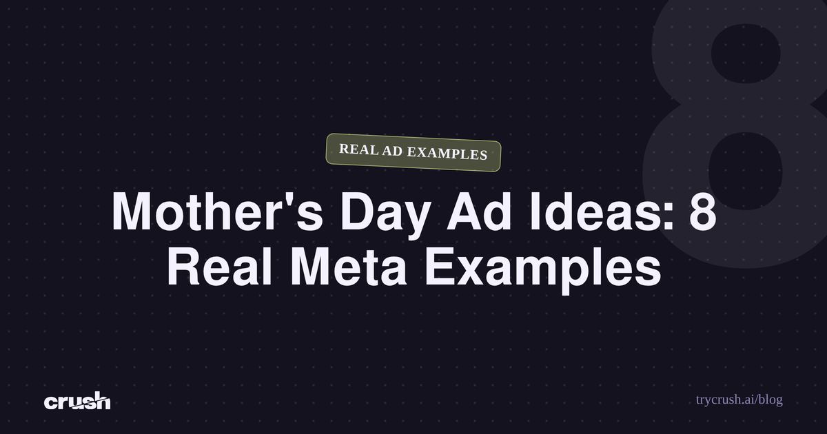 Typographic poster with the headline Mother's Day Ad Ideas: 8 Real Meta Examples