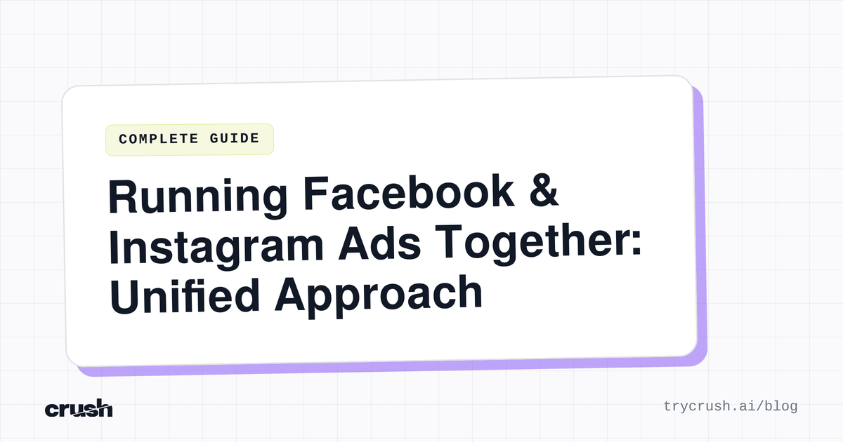 Typographic poster reading Running Facebook & Instagram Ads Together: Unified Approach