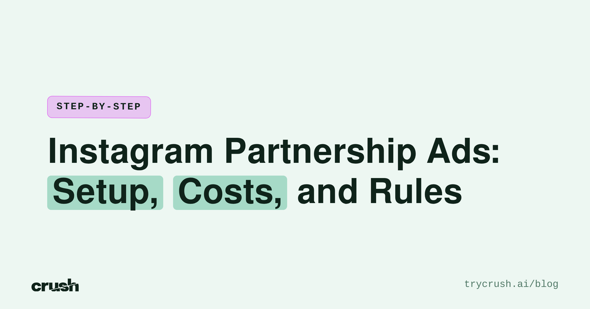 Typographic poster with the headline Instagram Partnership Ads: Setup, Costs, and Rules