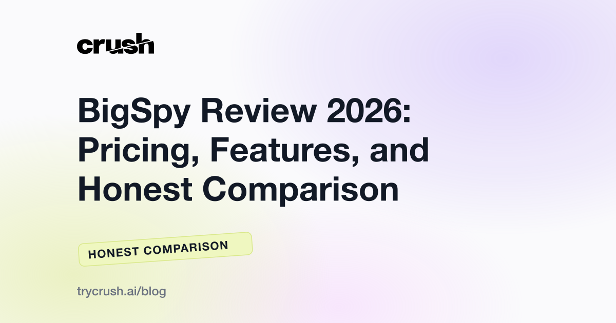 BigSpy Review 2026: Pricing, Features, and Honest Comparison, Crush blog cover
