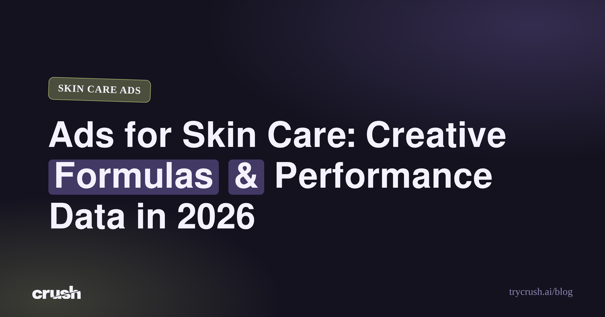 Ads for Skin Care: Creative Formulas & Performance Data in 2026 (Crush blog cover)