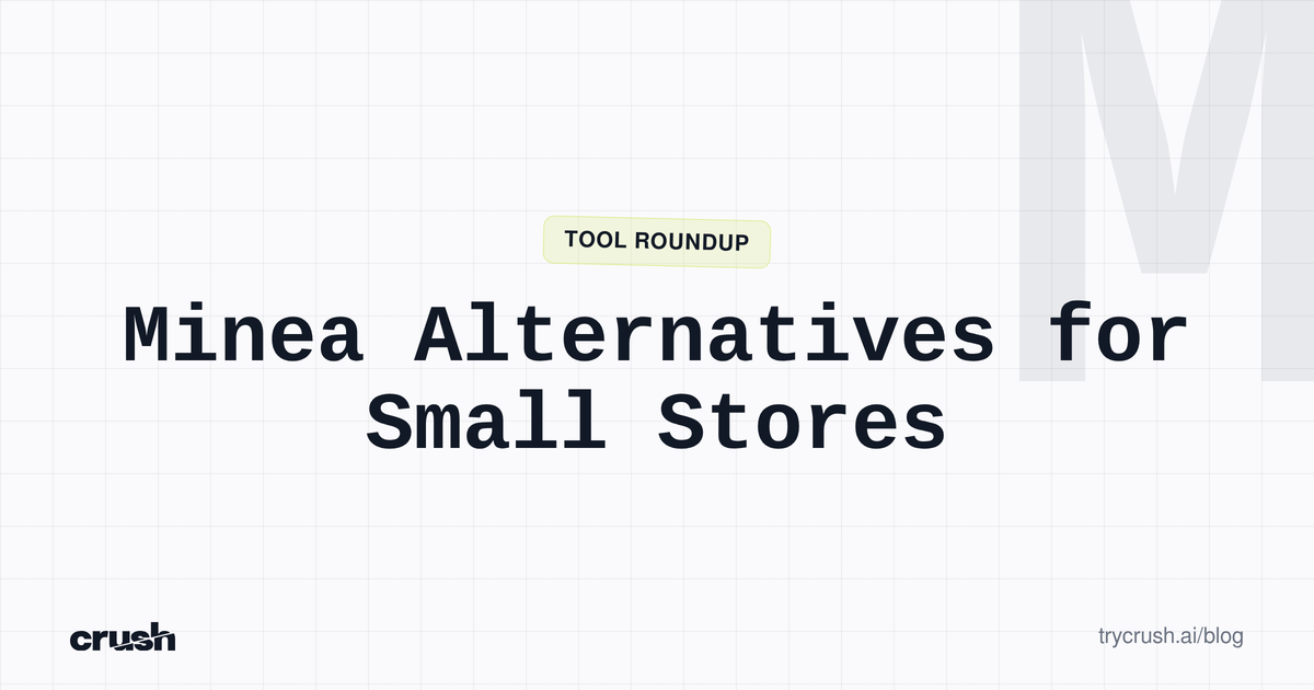 Typographic poster with the headline Minea Alternatives for Small Stores