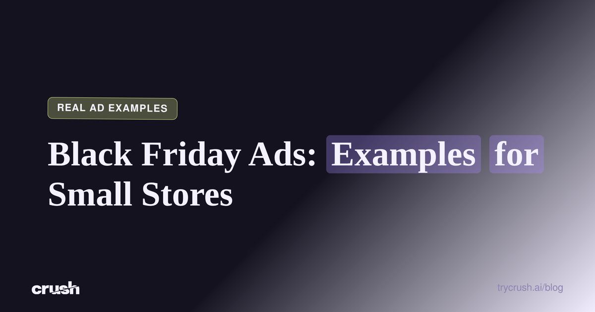Typographic poster with the headline Black Friday Ads: Examples for Small Stores