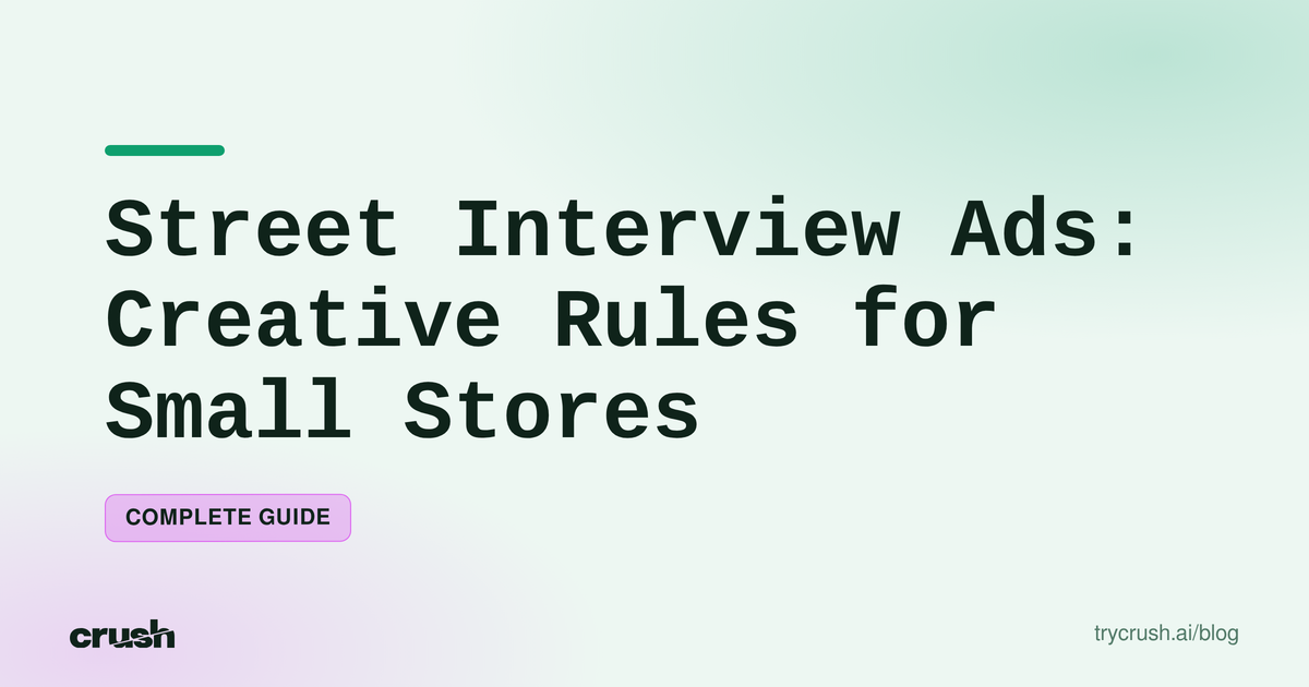 Typographic poster with the headline Street Interview Ads: Planning for Small Stores