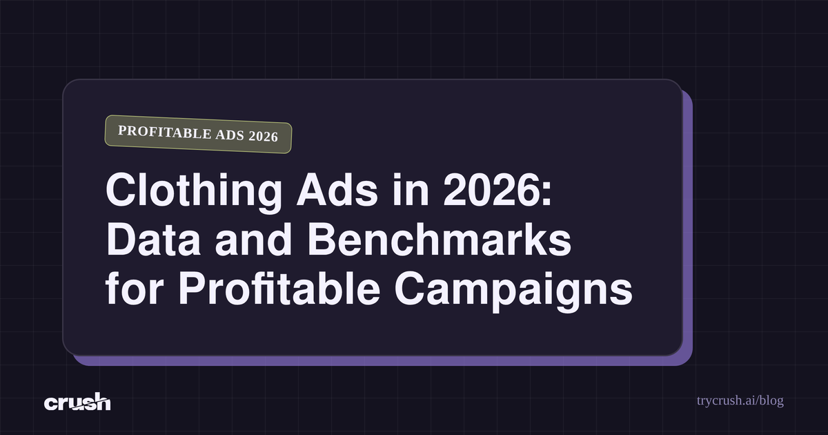 Clothing Ads in 2026: Data and Benchmarks for Profitable Campaigns (Crush blog cover)